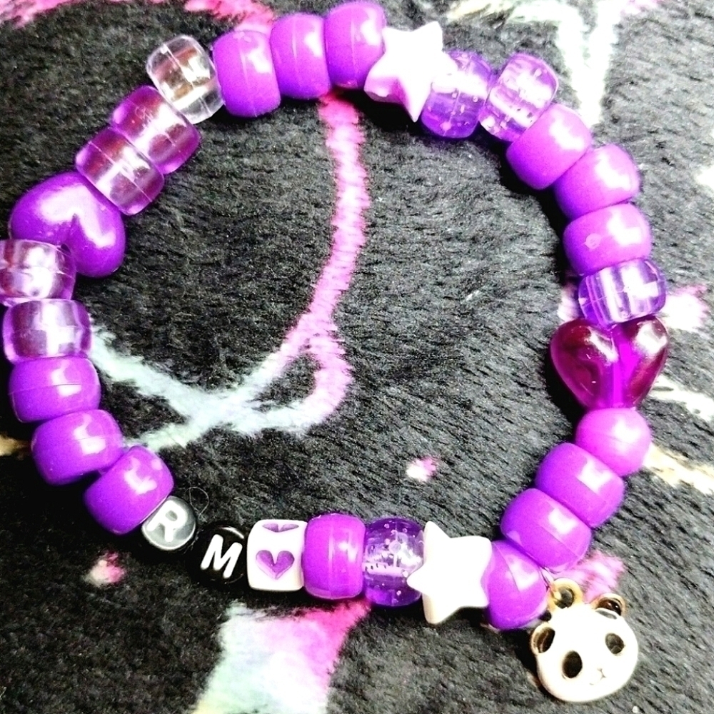 Handmade BTS RM kandi bracelet with panda charm